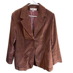 Vintage 90s Brown Cotton Velvet Y2K Blazer XL‎
